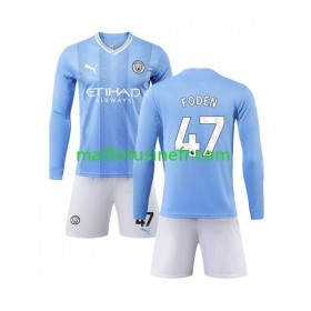 Maillot de Foot Manchester City Phil Foden 47 Domicile 2023-24 Manches Longues - Enfant